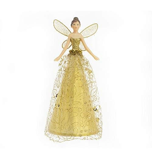 Image of Gold Glitter Fairy | Gisela Graham Christmas Tree Topper | 20cm Tall