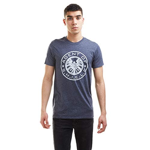 Image of Marvel Comics Men's Retro Shield Logo T-Shirt, Heather Navy, Large