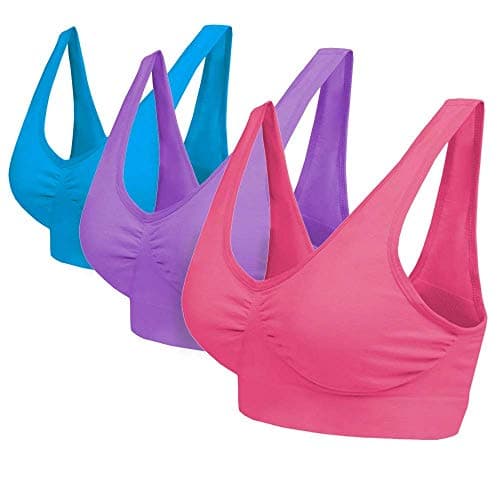 Image of Blu Apparel Multipack Seamless Comfort Bras Sleep Bras Sizes 8-24 Not Padded Wireless (UK, Alpha, XL, Regular, Regular, Purple/Blue/Ruby 3 Pack)