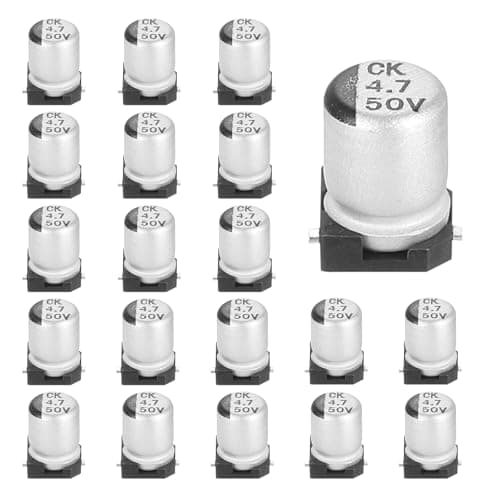 Image of sourcing map 4.7uF 50V Aluminum Electrolytic Capacitors, Low Impedance Surface Mount Device Electrolytic Capacitor for TV Computer Circuit Board DIY Electronic Projects, 4x5.4mm, 20pcs
