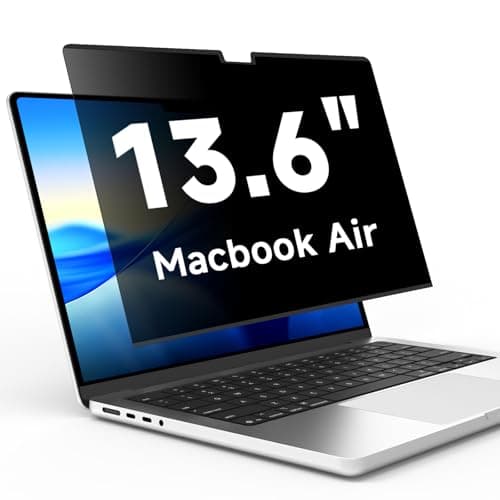 Image of STARY Magnetic Privacy Screen for MacBook Air 13.6& 13 Inch (2022-2026, M2, M3, M4, M5), Removable Anti Blue Light Glare Spy, Anti Reflection, Easy Installation, High Sensitive Privacy Screen Filter