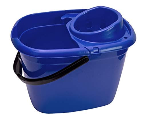 Image of Abbey Plastic Mop Bucket with Wringer 12 Litre – Colour Coded Cleaning Floor Plastic Mop Bucket with Side Lip for Easy Pouring for General and Small Area Cleaning - Blue