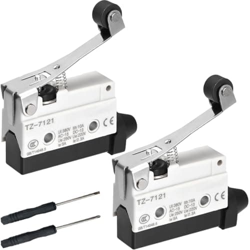 Image of DAOKAI Horizontal Limit Switch TZ-7121,Long Roller Lever Actuator, Momentray Type,AC 380V 10A Single Pole Industrial Mechanical Position Switch for CNC, Conveyor, Automation Equipment-2pcs