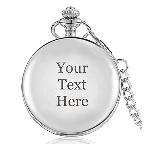 Image of EDSG Personalised Pocket Watch | Engraved Polished Watch | Custom Gift for Dad Daddy Father Boyfriend Husband Uncle Usher Best Man Grooms Stepfather Grandad Fathers Day Gift with Box (Silver)