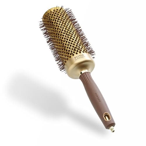 Image of Olivia Garden Expert Blowout Speed – Gold & Brown - 55 - Ceramic Coated Round Brush with Extra Long Barrel for 25% Faster Blowouts