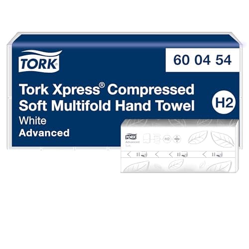 Image of Tork Xpress Compressed Soft Multifold Hand Towels White H2, Advanced, 2-ply, M-fold, Large, 6 x 200 Sheets, 600454