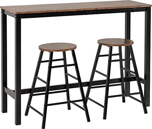 Image of Seconique Athens Breakfast Bar Table and 2 Chairs Set in Acacia Effect