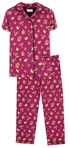 Image of Harry Potter - Pyjama Set For Kids, Age 13/14 - Short Sleeve Pyjama Top & Long Trousers Set - 100% Cotton - Official Merchandise - Gryffindor Red