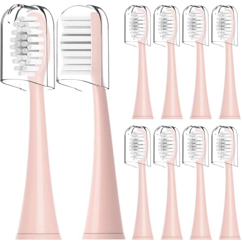 Image of Replacement Toothbrush Heads Compatible with Ordo Electric Toothbrush,for Ordo Sonic Electric Toothbrush,with Dust Cover,10 Pack (Rose Gold, M)