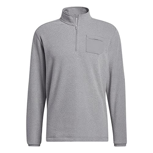 Image of adidas Men's Primegreen Quarter Zip Golf Pullover Sweater, Grey Three Melange, XXL