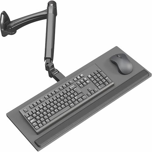 Image of VIVO Sit-Stand 24 Inch Pneumatic Spring Keyboard and Mouse Tray Wall Mount, Counterbalance Height Adjustable Typing Platform, Ergonomic Tilt, Black, MOUNT-KB35B