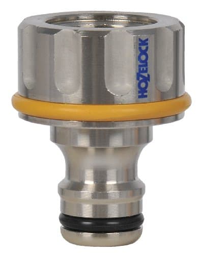 Image of HOZELOCK - Outdoor Tap Connector Pro Metal ø 21mm (for taps with 1/2in BSP threads) : For Threaded Outdoor Faucets, to Connect a Garden Hose to the Tap [2046P0000].