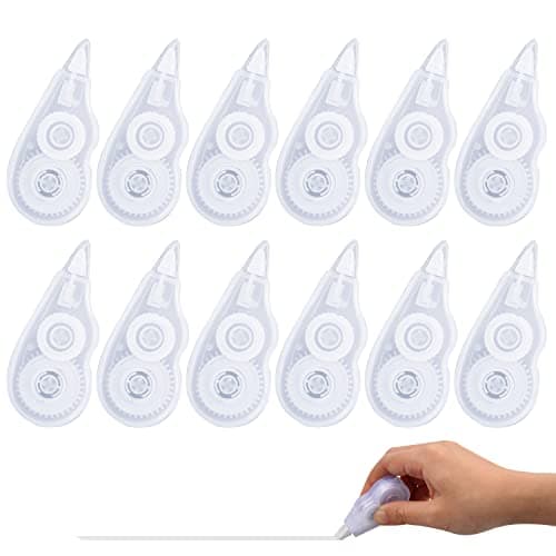 Image of Xzeemo 12PCS Mini Pocket Correction Tape Mouse, 4m x 5mm Easy Correct Roller for School Office Kids Students (Transparent-A)