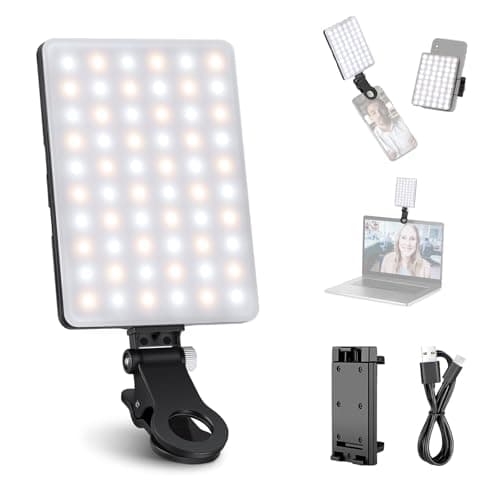Image of NEEWER Selfie Light with Front & Back Phone Clip, High Power 60 LED 2000mAh Rechargeable CRI 95+, 3 Light Modes, Portable Clip on Light for Tablet/Laptop, Zoom Call TikTok Video Fill Light (NL-60AI)