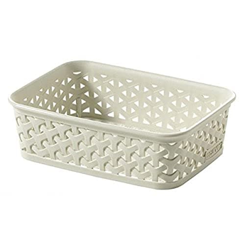 Image of CURVER My Style A6 Storage Basket for Office, Entrance, Living Room, Bathroom – 19.8 x 14.5 x 6 cm – White