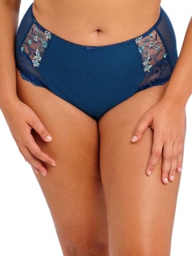 Image of Elomi womens Charley Embroidered Full Coverage Brief, Petrol, 4XL Plus