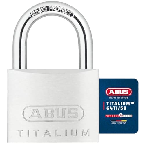 Image of ABUS Titalium 64TI/50 Padlock - Basement Lock with Lock Body Made of Special Aluminium - Hardened Steel Shackle - ABUS Security Level 6