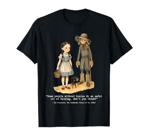 Image of Wizard of Oz Book Quote Scarecrow Dorothy Retro Drawing T-Shirt