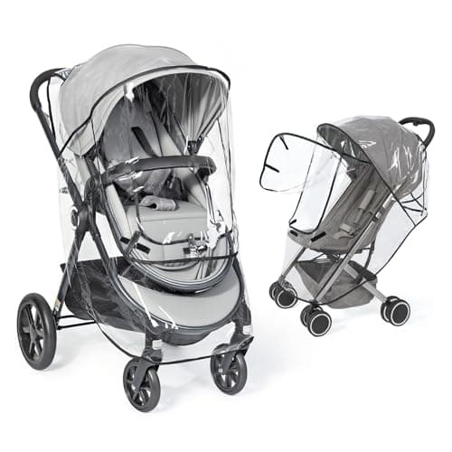 Image of Orzbow Universal Rain Cover for Pushchair with Window, Breathable Rain Cover for Pram with Food-Grade EVA, Easy Access, Quick Installation, Ultra Waterproof, Odourless & Durable, Black