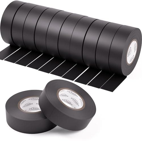 Image of JFA Supplies Strong PVC Insulation Electrical Tape - Black Colours Pack of 12-19mm x 20m