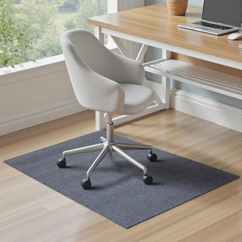 Image of Warmiehomy Office Chair Mat for Carpet & Hardwood Floors, 60x120cm Heavy Duty Floor Protector, Anti-Slip Gaming Rug with Felt Surface & Rubber Back, Extra Thick Chair Mat for Home Office (Dark Grey)