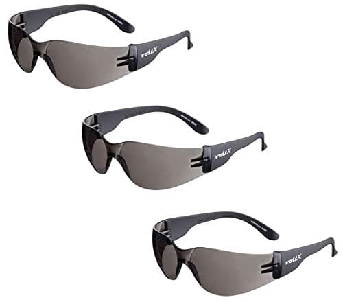 Image of voltX 3 x GRAFTER’ Lightweight Industrial Safety Glasses, UKCA & CE EN166f Certified/Cycling Safety Glasses (Smoke Lens)