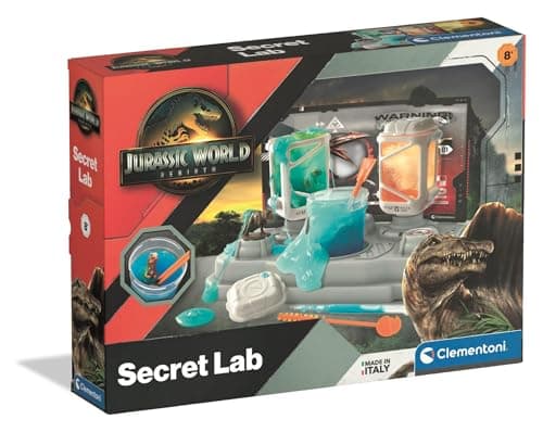 Image of Clementoni Jurassic World Secret Genetics Laboratory - Construction Kit for Dinosaur Lab with Luminous Dinosaurs - Educational Toy for Children from 7 Years - 18220