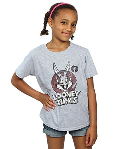 Image of Looney Tunes Girls Bugs Bunny Circle Logo T-Shirt Sport Grey 9-11 Years