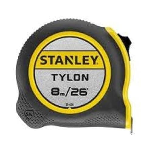 Image of STANLEY 8m/26ft Tylon Tape Measure with TRU-ZERO Anchor Hook, Retractable, High Visibility Tape Measure, 8m x 25mm, 0-30-656