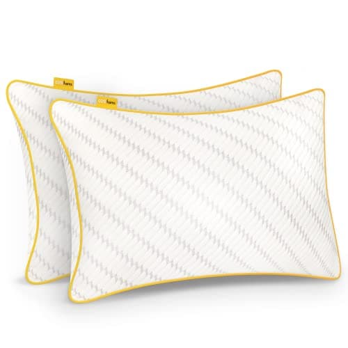 Image of Cosi Home® Luxury Memory Foam Pillows 2 Pack with Bamboo Pillow Cover, Cooling Gel Filling & Adjustable Height - Breathable & Machine Washable for Side, Back & Front Sleepers (Size: 71 x 45cm)