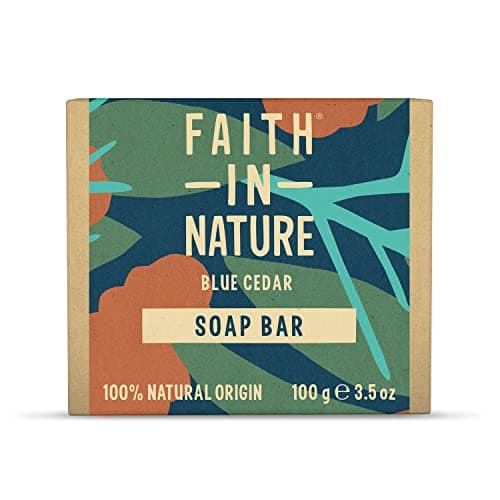 Image of Faith In Nature Natural Blue Cedar Hand Soap Bar, Uplifting, Vegan & Cruelty Free, No SLS or Parabens, 100g