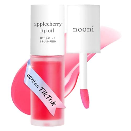 Image of NOONI Korean Vegan Lip Oil - Applecherry | Lip Stain, Gift, Long-Lasting, Moisturising, Plumping, Revitalising for Dry Lips, Waterproof, No Peel Off, 0.12 Fl Oz