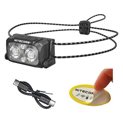 Image of Nitecore NU25 MCT UL 400 Lumen Ultralight USB-C Rechargeble Outdoor Headlamp with Multiple Color Temperatures Warm Natural, Cold Lights and Red Light (Elastic Cord, Black)