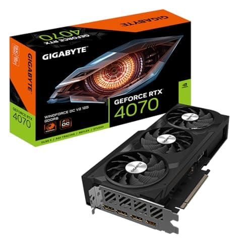 Image of Gigabyte GeForce RTX 4070 WINDFORCE OC V2 12G Graphics Card - 12GB GDDR6, 192bit, PCI-E 4.0, 2490MHz Core Clock, 3 x DisplayPort 1.4a, 1 x HDMI 2.1a, NVIDIA DLSS 3, GV-N4070WF3OCV2-12GD