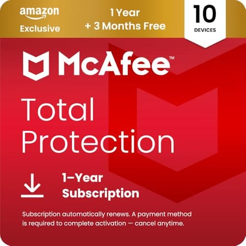 Image of McAfee Total Protection 10-Devices 2026 | Amazon Exclusive|15-Months| Antivirus, VPN, Scam Protection, Identity Monitoring | 15-Months Subscription with Auto-Renewal | Digital download