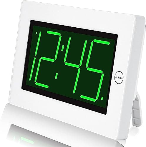 Image of KWANWA Alarm Clock,Digital Wall Clock Battery Operated with Big 1.2'' LED Time Display,3 Levels Adjustable Brightness,12Hr,Portable Cordless,Alarm Clocks Bedside for Travel/Desk/Kids/Senior
