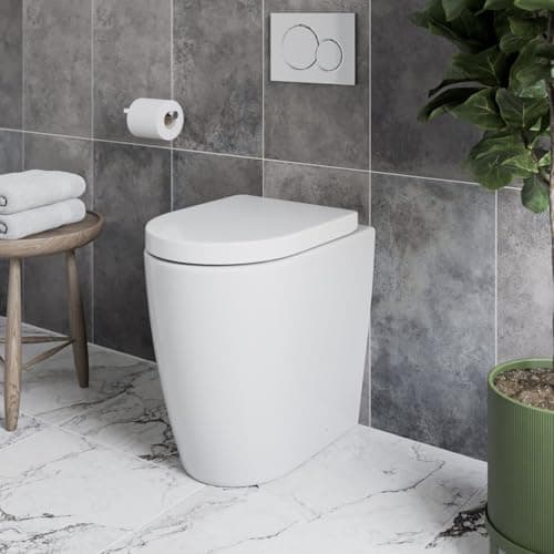 Image of Affine® Comfort Height Rimless Back to Wall BTW Toilet WC Pan & Soft Close Seat, Toilets for Modern Bathrooms