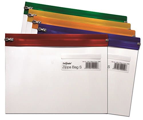 Image of Snopake A5 Zippa-Bag ‘S’ Classic with Write-On Label [Pack of 25] 255 x 190 mm - Transparent/Assorted Zip Strips [Ref: 12722]