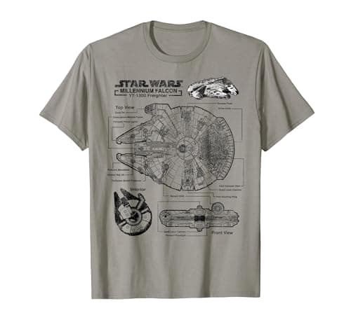 Image of Star Wars Millennium Falcon Schematic T-Shirt, Men, Slate Grey, X-Large