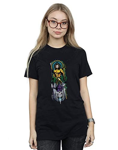Image of DC Comics Women's Aquaman Ocean Master Boyfriend Fit T-Shirt Black Large