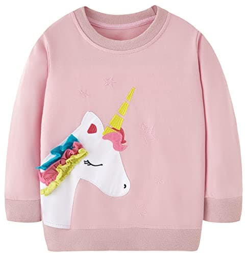 Image of TEDD Girls Sweatshirt for Kids Unicorn Cotton Top Casual Jumper Girl T Shirt Toddler Clothes Long Sleeve Pullover Winter Spring Age 7-8 Years
