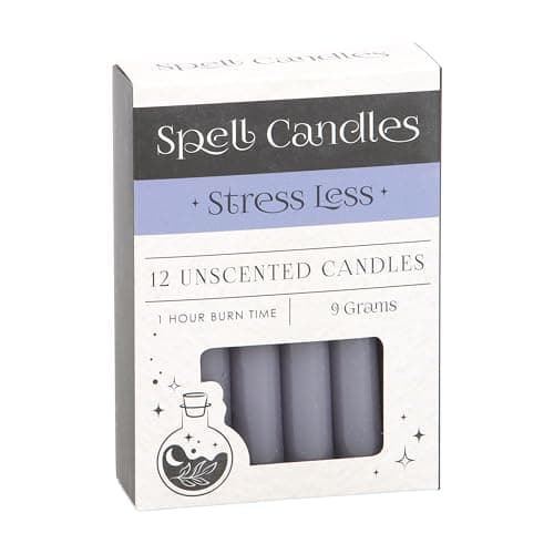 Image of 12 Purple Spell Candles for Stress Relief and Herbal Magick - Something Different Ritual Candles with Paraffin Wax