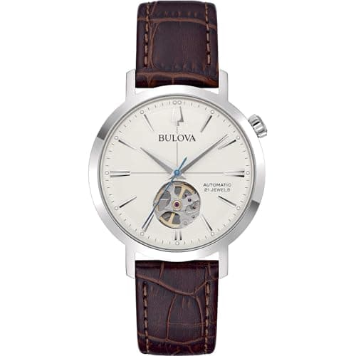 Image of Bulova Men's Watch 96A318 Aerojet Automatic Collection 38 mm Steel Leather Brown, brown, Classic