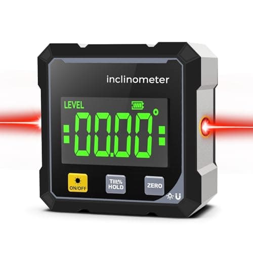 Image of Digital Angle Finder with Laser, 4-Side Magnetic Digital Laser Level and Angle Finder, Digital Angle Gauge, Waterproof Inclinometer with LCD Display, Woodworking Measuring Tool