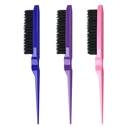 Image of 3 Pcs Back Combing Brushes, Teasing Brushes Three Row Bristle Hair Brush Fluffy Hair Brush Nylon Teasing Hair Brush for Salon Hair Care Scalp
