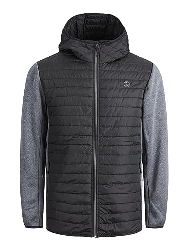 Image of JACK & JONES Male Hybrid Jacket, Black Grey Melange Sleeve, XS