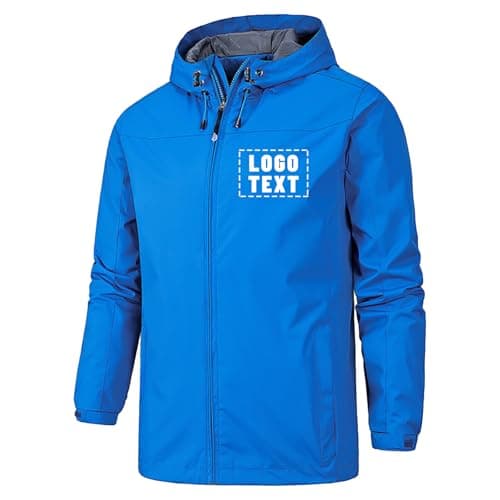 Image of Nicevhljac Personalised Rain Jacket for Men Custom Lightweight Waterproof Outdoor Raincoat Printed Text Image Photo Logo