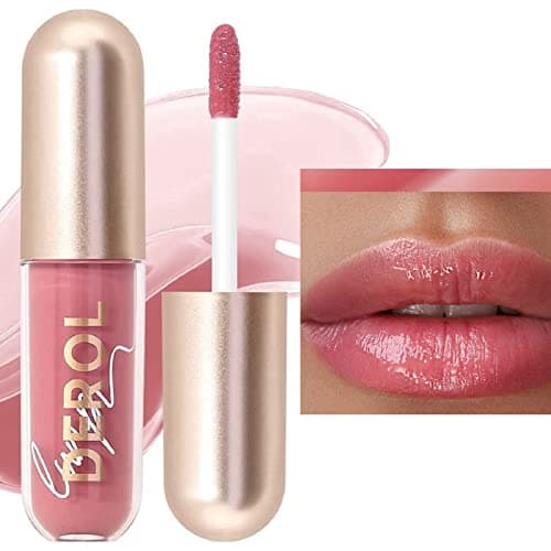 Image of Plumping Lip Gloss,Tinted Lip Balm,Lip Stain Tint,Waterproof Long Lasting Lipstick,lip gloss,Ginger Lip Plumper for Women Nourishing Soft and Full Lips, Clear Lip Gloss Liquid Blush(#02)