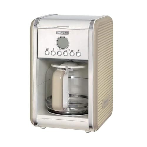 Image of Ariete 1342, Filter Coffee Maker, Tempered Glass Coffee Pot, Capacity up to 12 Cups, 24-Hour Programmable Timer, Auto Power Off, 2000W, Cream