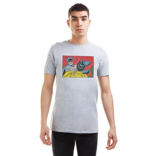Image of DC Comics Men's Batman Bat Slap T-Shirt, Grey Marl, XX-Large